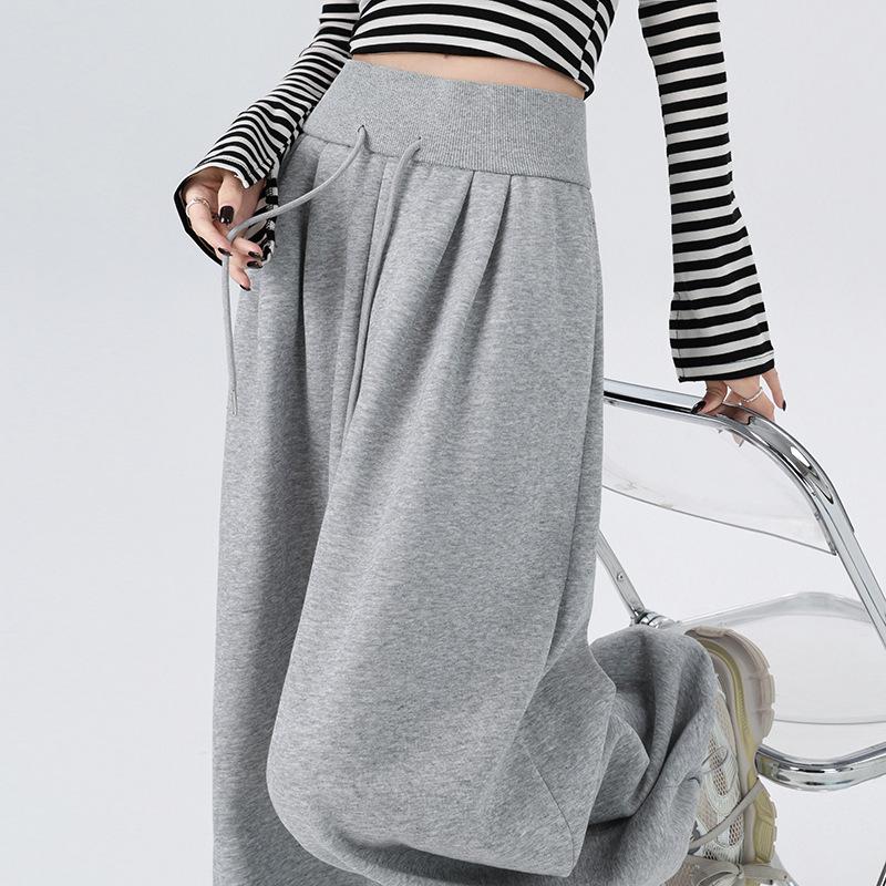 Women's High-Waisted Drawstring Wide-Leg Pants - Casual Loose Fit, Spring 2026
