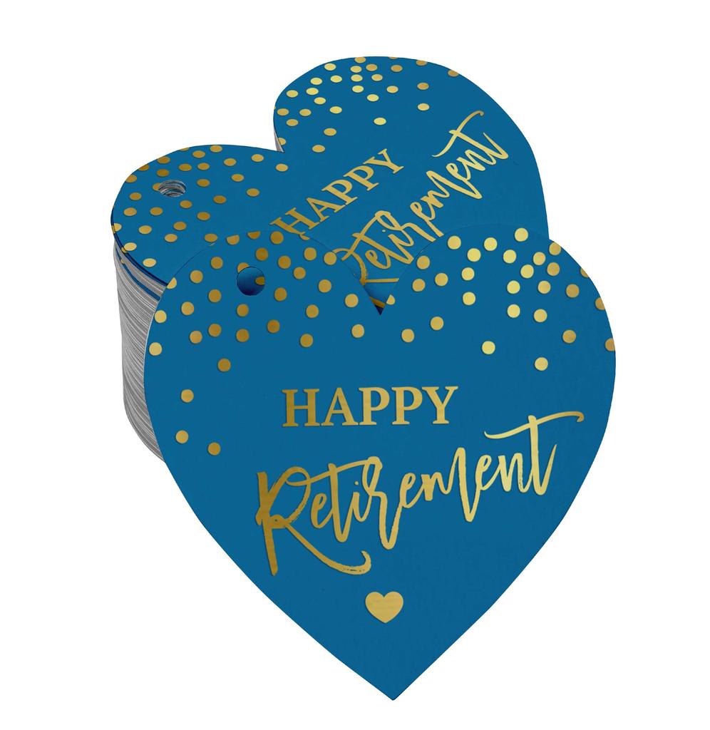 Inkdotpot Silver Foil Paper Hang Tag Happy Retirement Favor Tag 100 Pieces