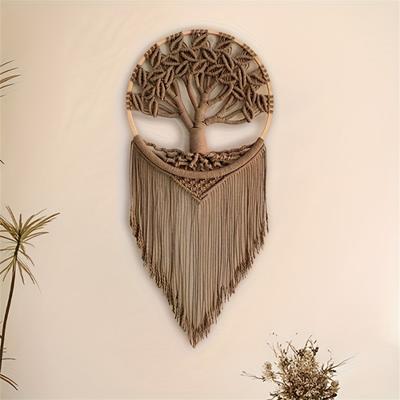 1pcs Tree of Life Woven Wall Hanging Decor Handmade Wall Art Home Decor for Living Room & Bedroom Hanging Ornament