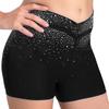 Mädchen Funkelnde Strasssteine Shorts V-Form Elastischer Bund Eiskunstlauf Tanz Gymnastik Akrobatik