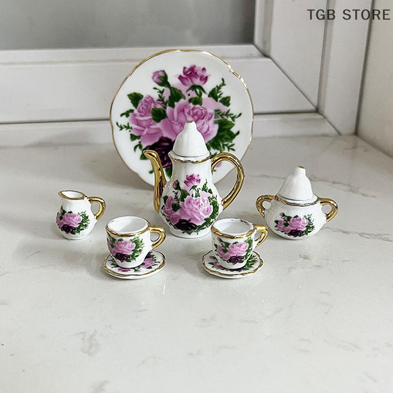 1:12 Dollhouse Miniature Mini Ceramic Tea Set Furniture Home Model Decor Toy Doll House Accessories