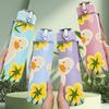 1PC Minimal Yellow Floral Plant Print 750ml Color Plastic Sports Water Bottle Leakproof Flip Straw Lid Suitable for Sports Office Home Use