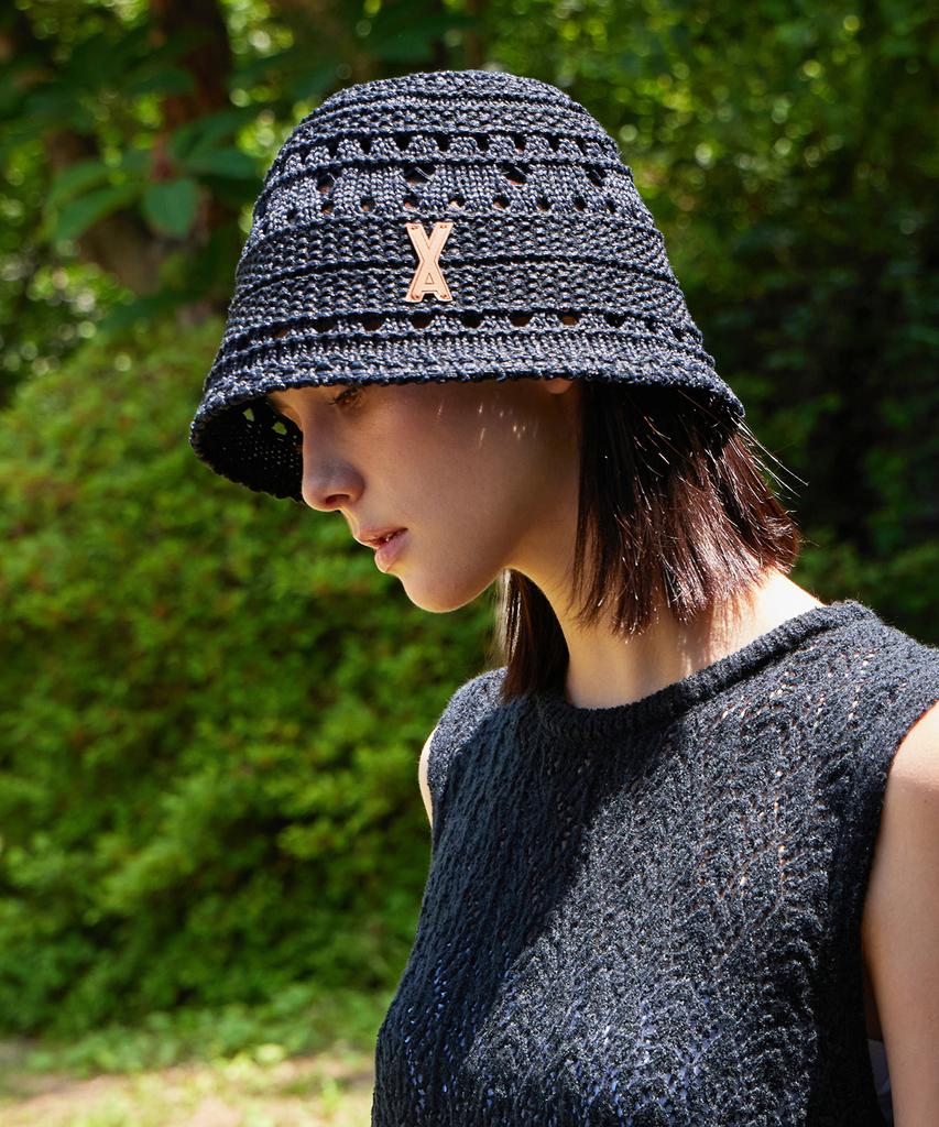 Bajal Va Patch Soft Knit Bucket Hat Black