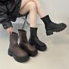 2025 Skinny Autumn Thick-soled Pile Short Boots Women's Martin Boots Skinny Boots Small Versatile Elastic Boots New Boots