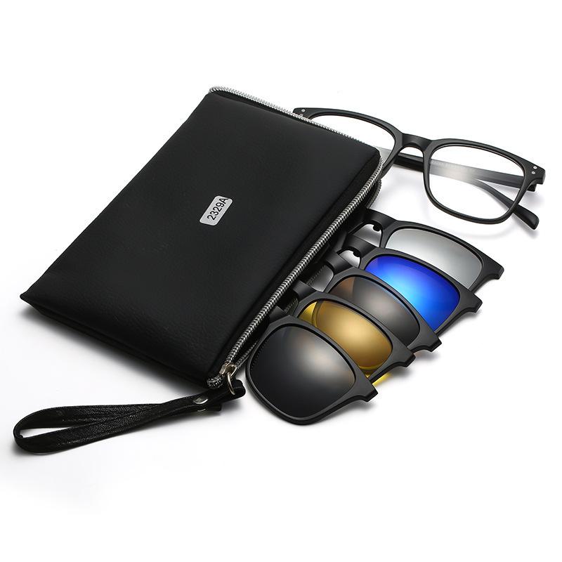 Conjunto de Óculos de Sol Clip-on Magnéticos Polarizados 2024 para Homens e Mulheres - Óculos de Condução da Moda