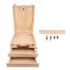 Wooden Pochade Box with 2 Drawers Adjustable Tabletop Art Easel Storage Box for 24 Inch Canvas Painting Sketching