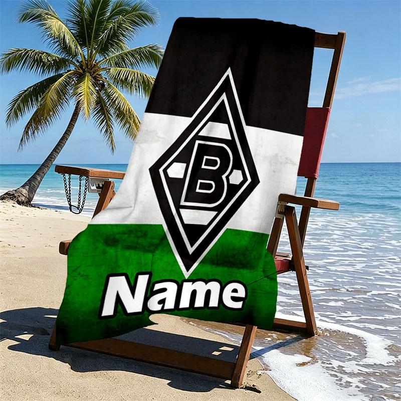 Custom Name Personalized Borussia Monchengladbach Print Beach Towel, for Trip Camping Beach Party Home Decor, Birthday Gift for Family & Friends