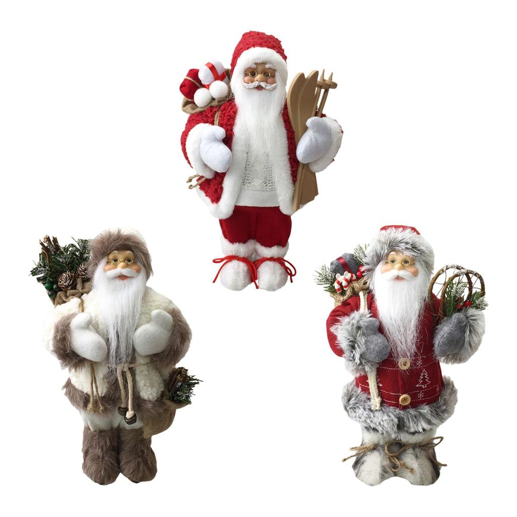 Standing Christmas Santa Table Decor Small Plush Figure Toys Collectible Figure Decor for Living Room Gift Decor Birthday Home