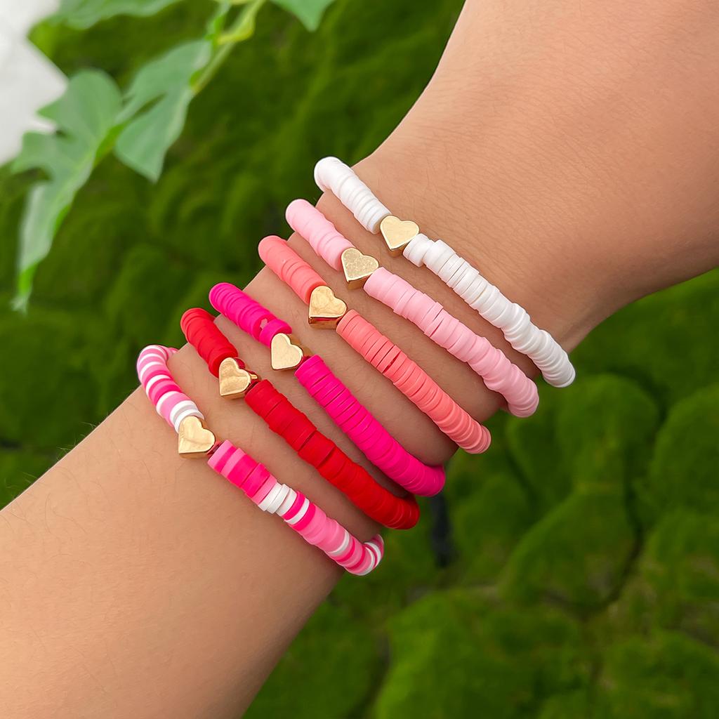 Ingemark 10 Styles Romantic Soft Ceramic Acrylic Beads Letter Chain Bracelet Boho Sweet Heart Bangles Y2K Aesthetics Jewelry New