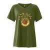 Women's Tops Dressy Summer Fashion Casual Sunflower Print Casual T-Shirt Shoulder Sleeve V Neck Slim Flowy Tunic