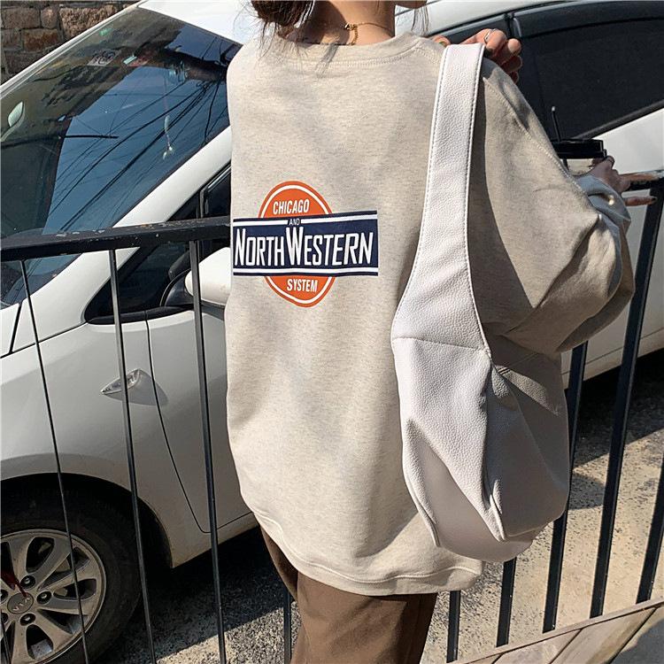Padded Loose Casual Sweater Female Fall and Winter Jacket Ancient Round Neck Long Sleeve Bottoming Shirt Tops Fashion Retro Versatile Sweatshirt