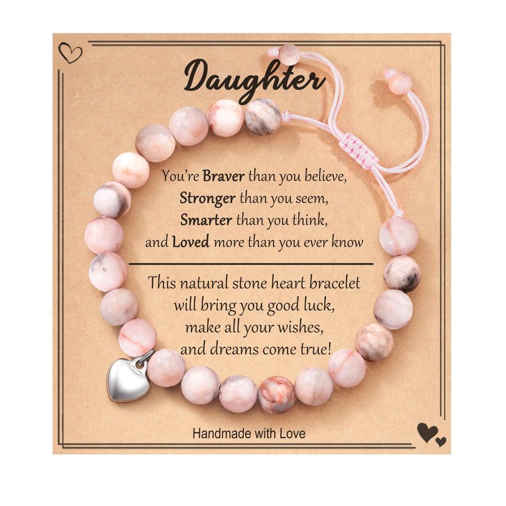 Pink Zebra Heart Pendant Bracelet - Adjustable Flat Knot Weaving, Perfect Back-to-School or Birthday Gift