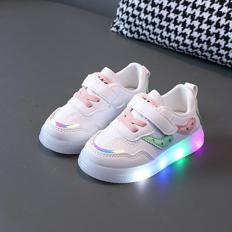 

Size 21-30 Baby Boys Shoes with Light Up Sole Glowing Casual Shoes for Children Girls Luminous Baby Toddler Shoes for Kids 21 (Insole 13.3cm) розовый