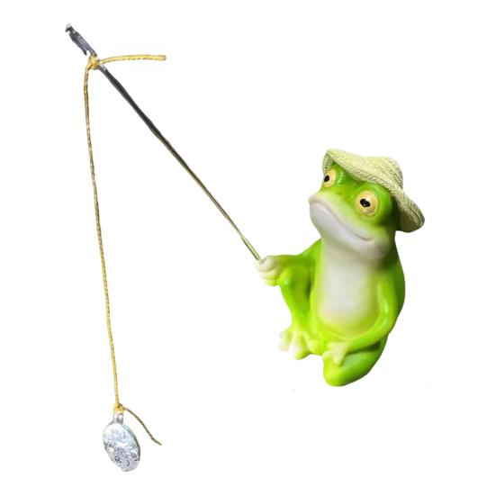 

Статуэтка лягушки-рыболова из смолы для украшения садового пруда, фигурка мини-панды для пруда для улицы Frog