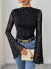 2025 European & American Black Sequin Mesh Long Sleeve Top