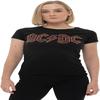 Ac_Dc T Shirt Full Colour Diamante Logo Official Womens Junior Fit Black