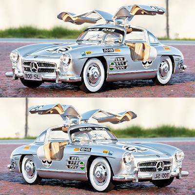 Nuevo 1:Modelo de coche de aleación de 24 Benzs 300SL, versión de pista, juguete de metal fundido a presión, vehículos clásicos, modelo de coche, simulación de sonido y luz, regalo para niños