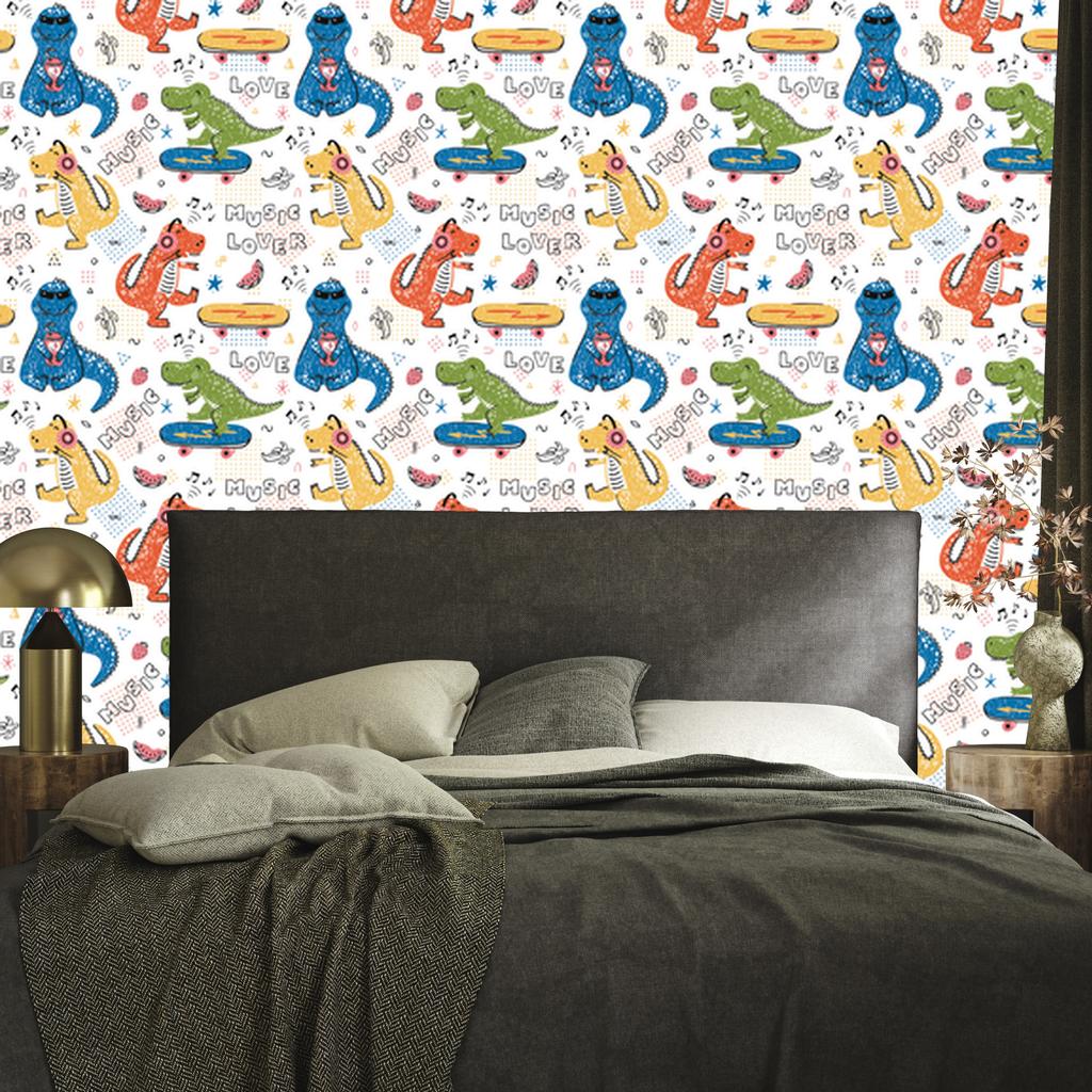 Colorful Crocodiles and Skateboards Wallpaper for Living Room and Bedroom 50x1000