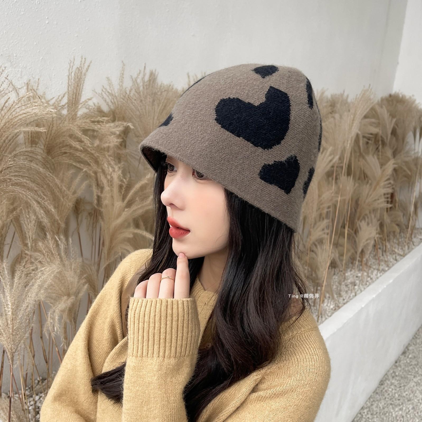 

Fisherman s Hat for Women In Autumn and Winter New Cow Wool Hat Showing Face Small Personality Versatile Foldable Knitted Bucket Basin Hat M（56-58cm）