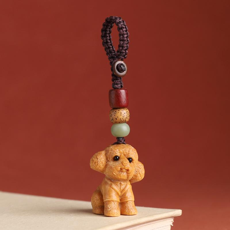 Sandalwood Zodiac Keychain Charm for Men & Women - Cute Mouse Pendant for Keys & Phones