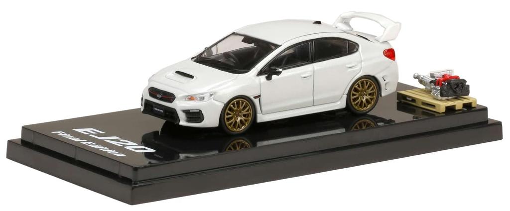 HJ64 Subaru WRX STI EJ20 FINAL EDITION Full Display Model Included Crystal White Pearl Finished Product HJ642021FW 1/64 Package/Engine