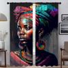 Anti-mosquito Curtains for Living Room African Woman Blackout Curtain Partition Home Interior Curtains 2 Pieces Blinds Shades