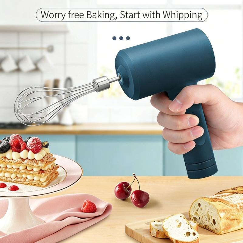 Wireless Hand for Baking with and Interchangeable whisks Ergonomic Quiet Operation