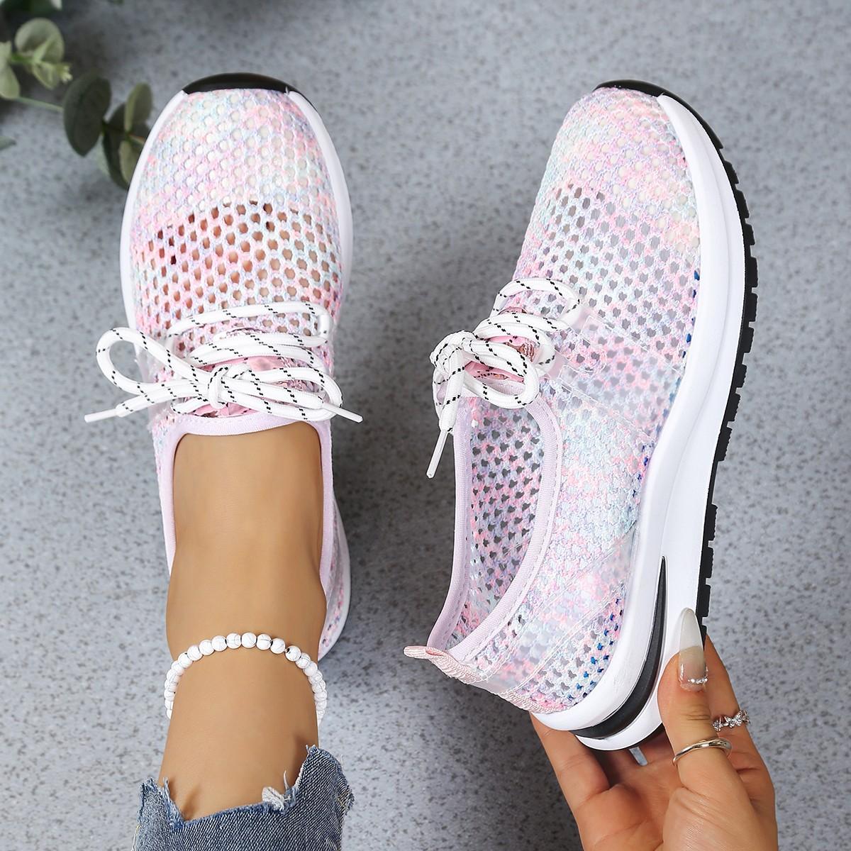 

Fashion Hollow Mesh Breathable Sneakers for Women 2025 Summer Lightweight Slip On Sports Shoes Woman Plus Size Fashion Platform Sneakers 36 розовый