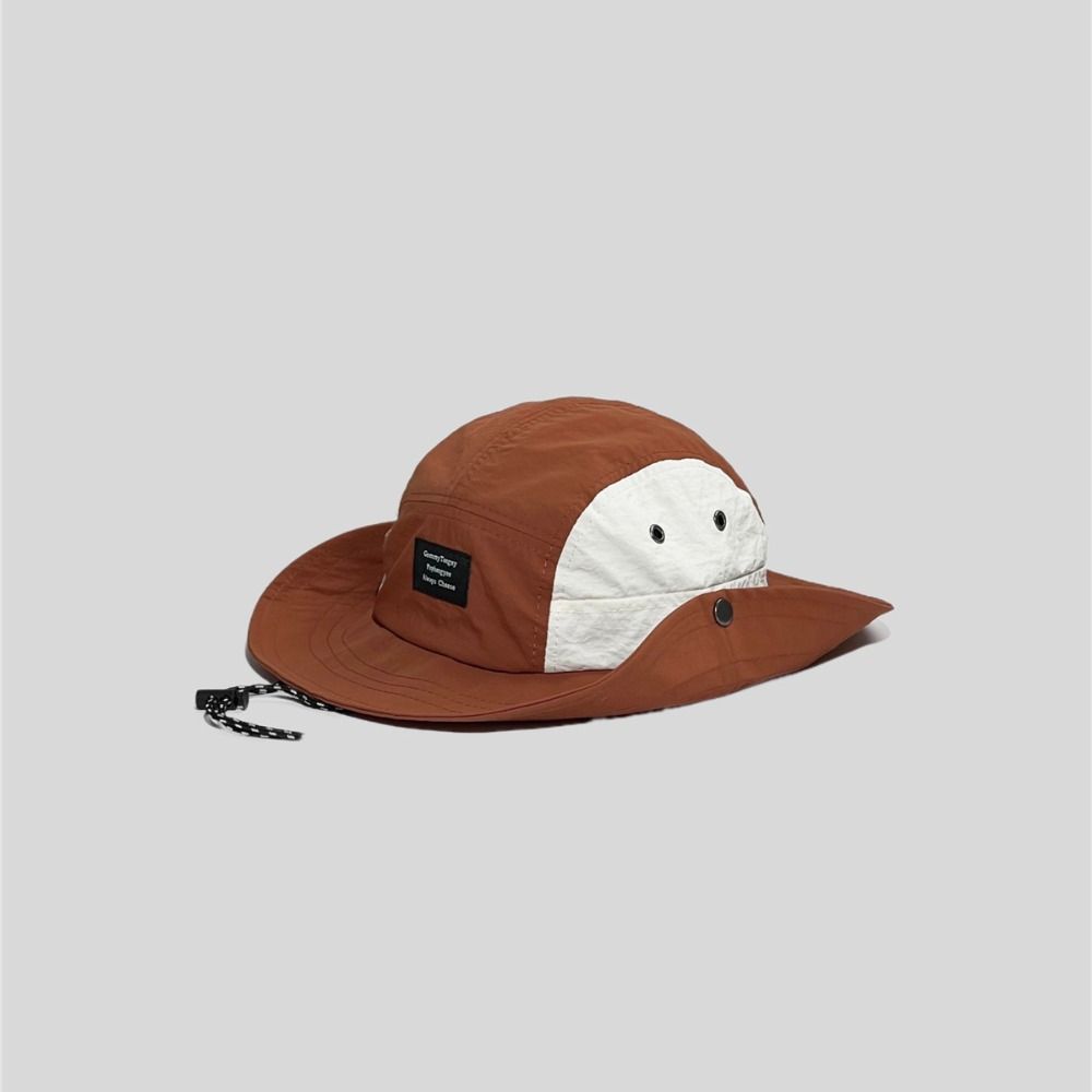 Splicing Color Wide Brim Sun Hat Cotton Hiking Hat Fashion Drawstring Fisherman Hat Camping