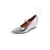 Frühling 2025 neue spitze Retro Mary Jane Keilabsatz kleine Lederschuhe flacher Ausschnitt Ein-Wort-Schnalle hochhackige Einzel Schuhe Frauen