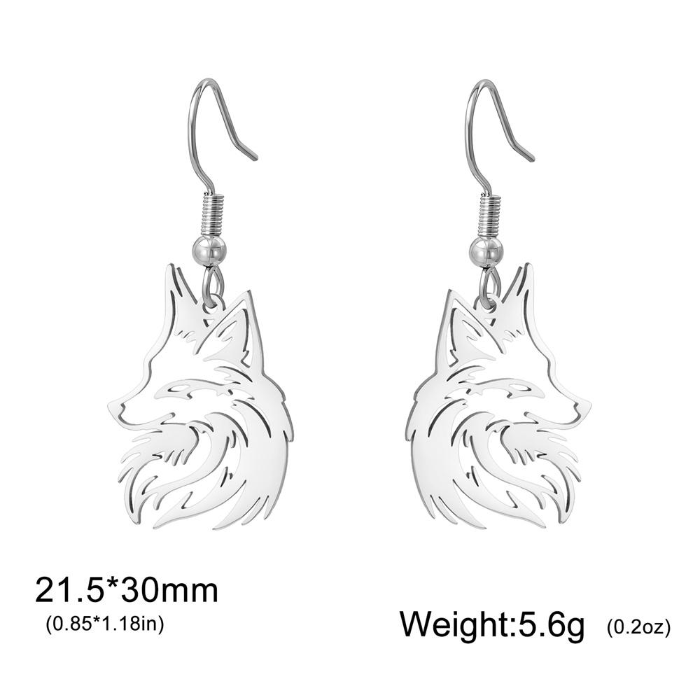 My Shape Fox Pendant Earrings Cute Animals Fox Dangle Earrings for Women Girls Stainless Steel Drop Earrings Fashion Jewelry