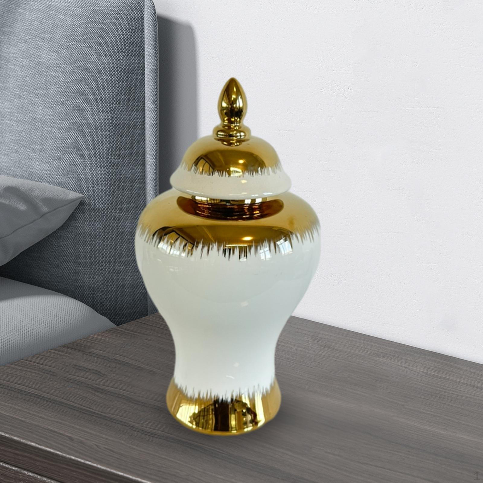 

Керамическая ваза для хранения цветов с крышкой, многофункциональный храм ручной работы для украшения офиса 17.5x31.5cm