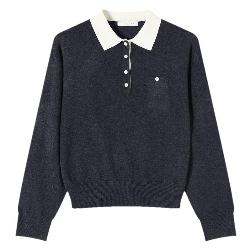 TonLion Women's Polo Collar Knit Sweater