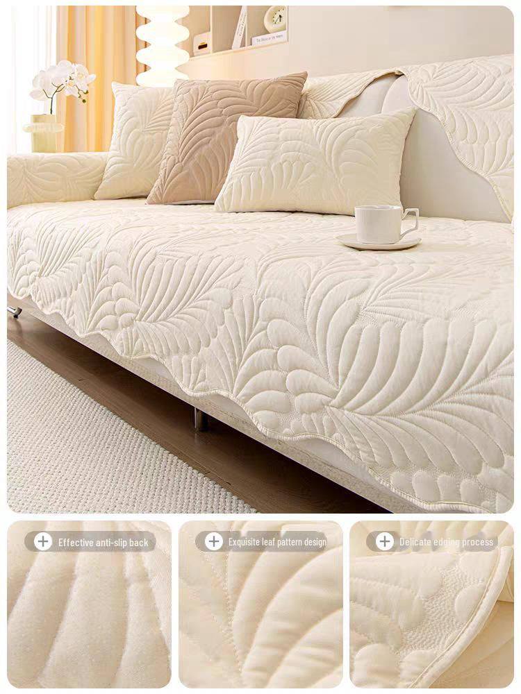 Cream Solid Color Non-Slip Sofa Cushion - 2024 Collection: Stylish, Simple, Universal for All Seasons, Nordic Design