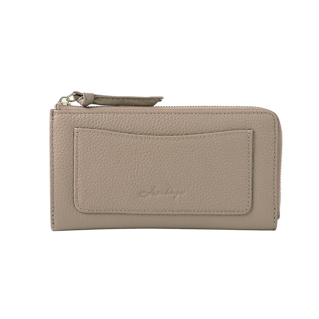 Lizdays Long Genuine Cowhide Extra Compact Women's Wallet, Small, Short, Leather, Leather, Small, Thin, Slim, Lightweight, (Gray Beige)
