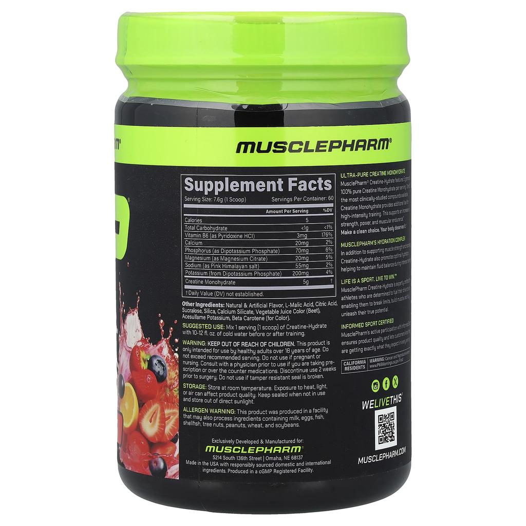 MusclePharm Creatine-Hydrate, Fruit Punch, 453g (16oz)