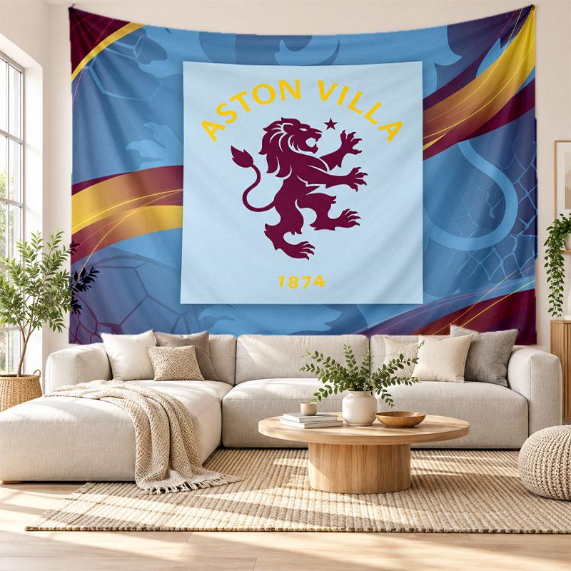 Aston Villa Football Wall Tapestry, Soft Fabric Wall Hanging, Decorative Backdrop For Bedroom Home Wall Art