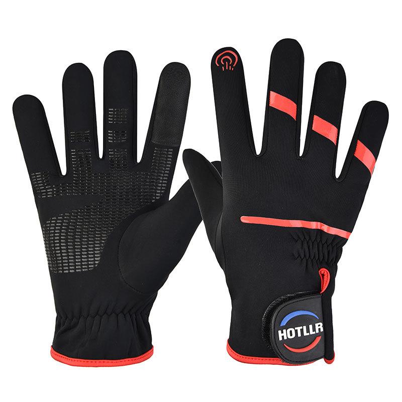 Autumn and Winter Velvet Thermal Gloves Men and Women Touch Screen Bicycle Cycling Waterproof Outdoor Gloves