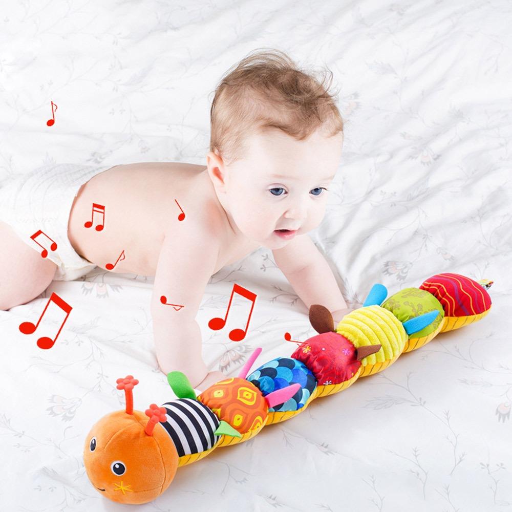 With Crinkle and Rattles Baby Musical Caterpillar Toys for 0-12 Months Infants for Tummy Time