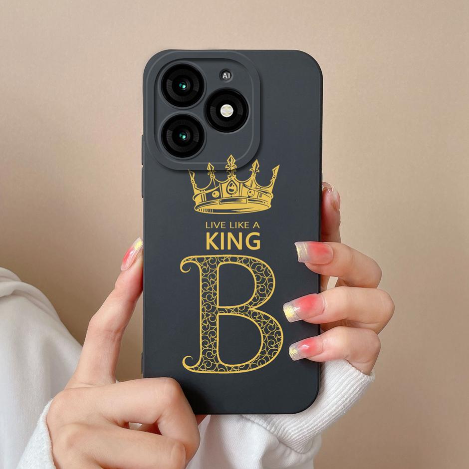 For Tecno Itel A70 Case Luxury Crown Letter Pattern Liquid Silicone Back Cover For ItelA70 A 70 New Design Advanced Sense Shell