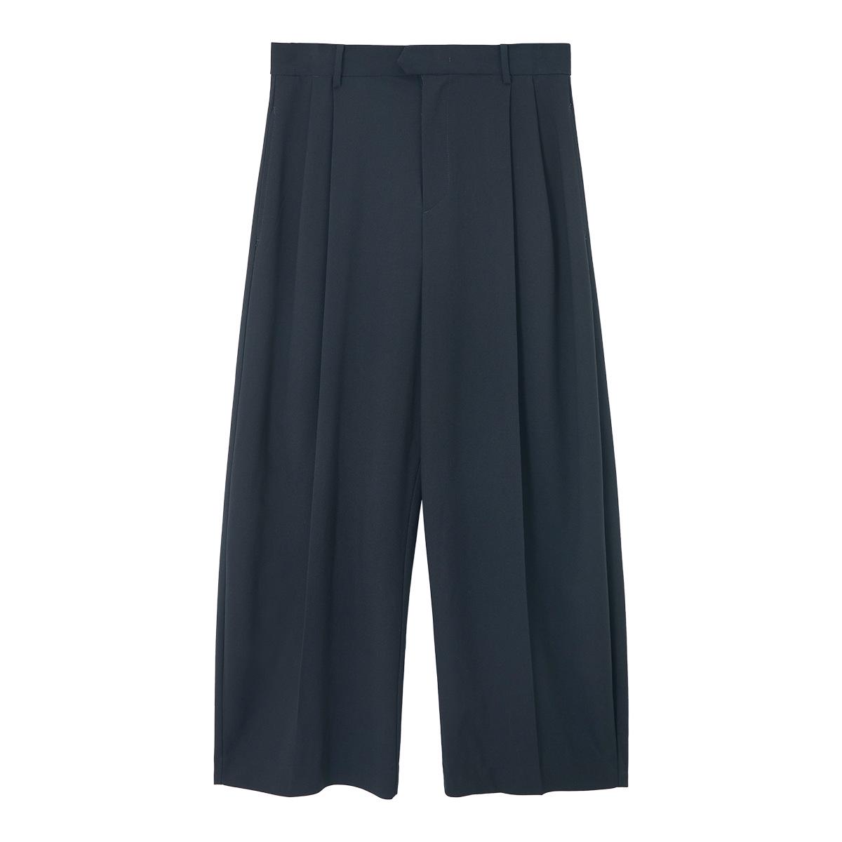 

Spring Collection: Comfortable Wool Pleated Trousers C6098 Large темно-синий