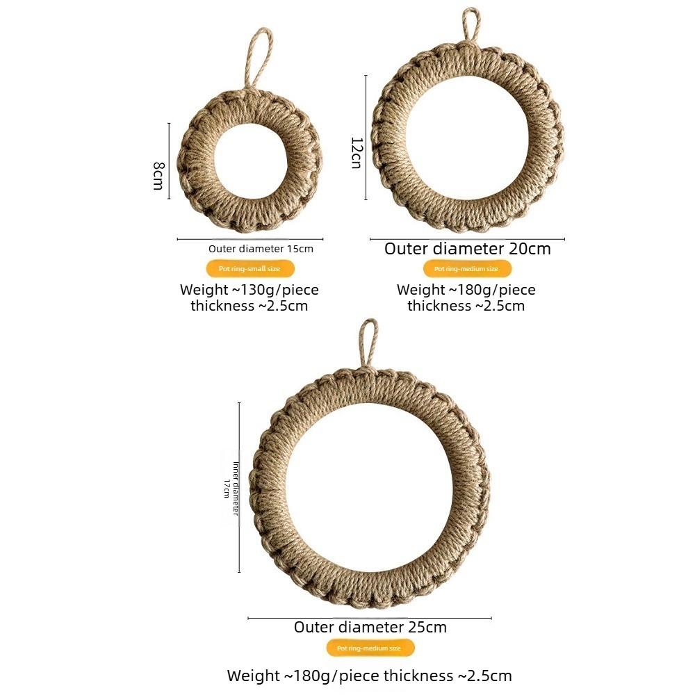 2Pcs Rustic Jute Woven Trivets Boho Hot Pads Thick Heat Resistant Round Rope Pot Holder for Cast Iron Skillet Table Decor