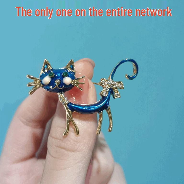 

European & American Fashion Enamel Cat Brooch - High-End Anti-Exposure Cartoon Pin