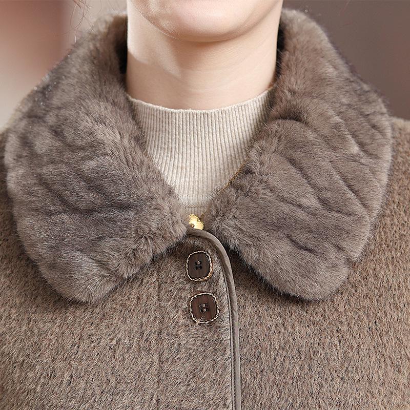 Elegant Spring/Autumn 2026 Reversible Wool Coat - Fashionable Mid-Length for Stylish Middle-Aged & Elderly Women