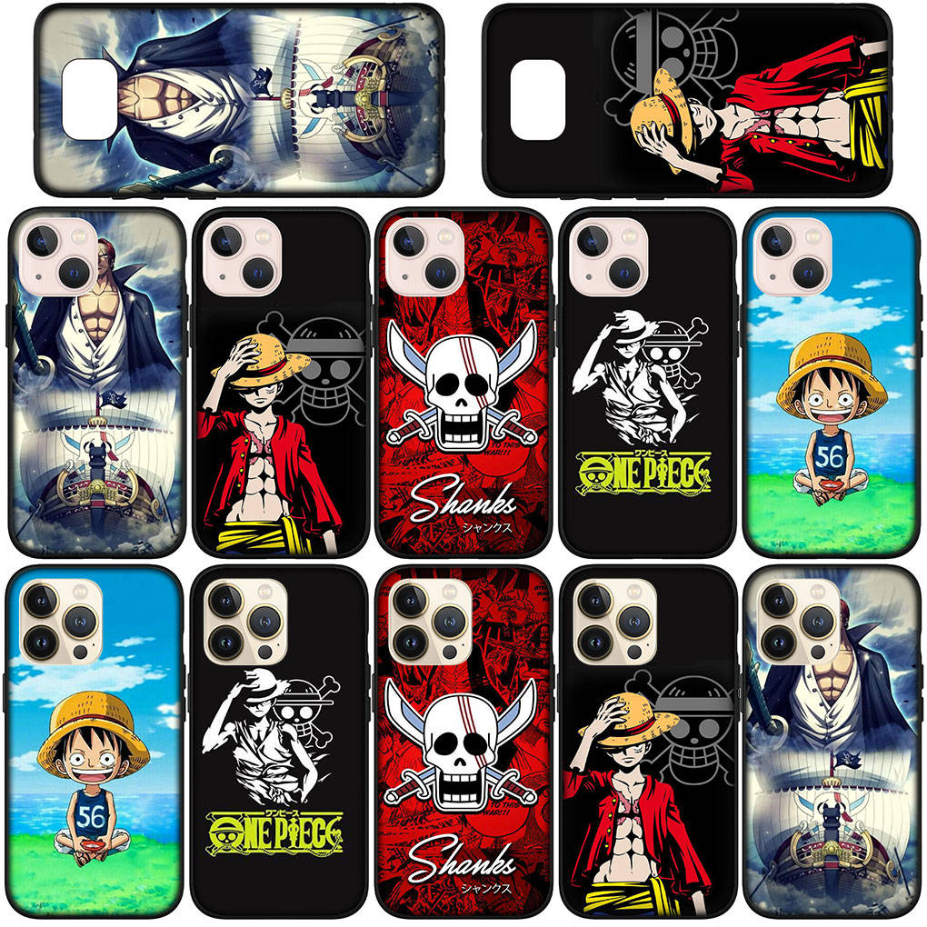 Phone Case for Samsung Galaxy S25 S24 S23 iPhone 16 15 Xiaomi Redmi Note 14 13 12 16E X 11 Pro Max XR OPPO Moto Red Hair Luffy One Piece Shanks Cover