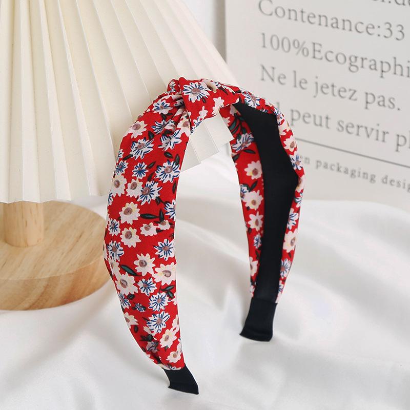 Chic Floral Printed Headband for Women Polka Dot Hairband Fashion Hair Accessory for Girls Daily Use