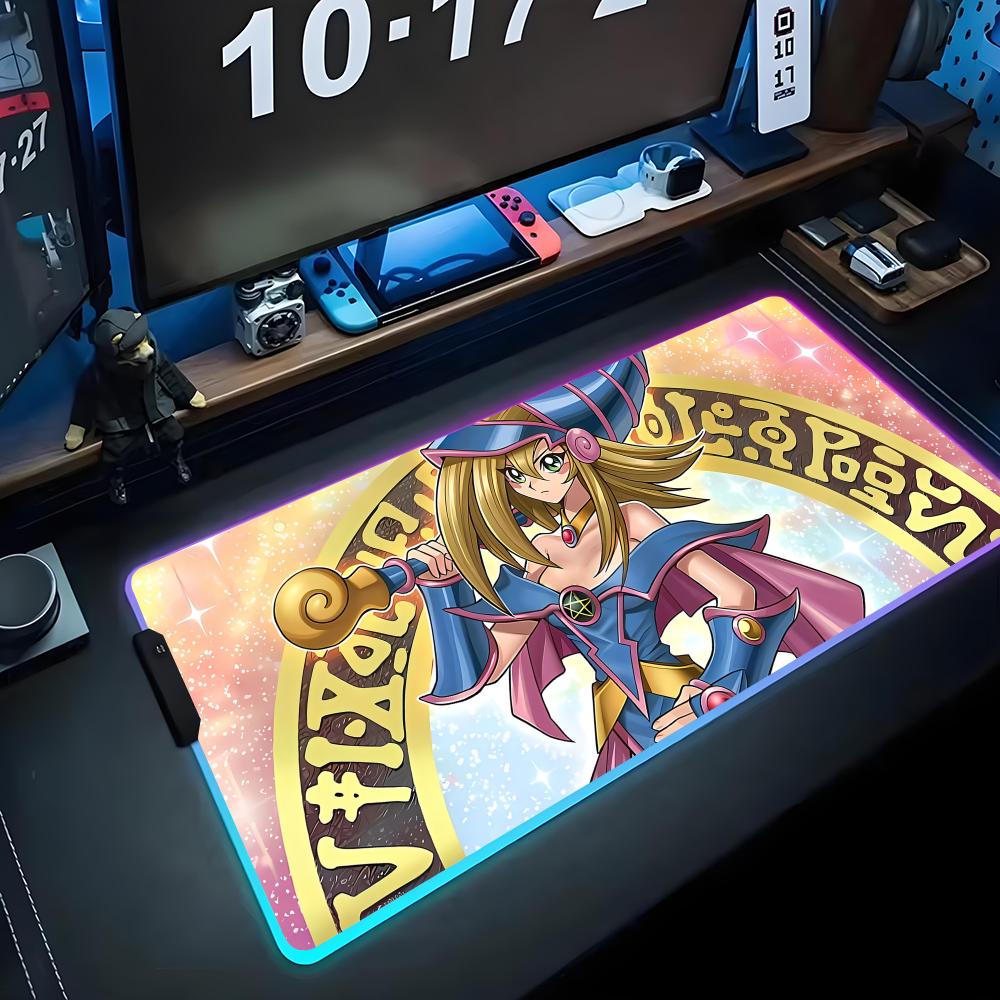 Black Magic Girl Mouse Pad RGB Gaming Mousepad Big LED Pad PC Desk Mat Luminous Mouse Pad Large Keyboard Mats Table Rug With