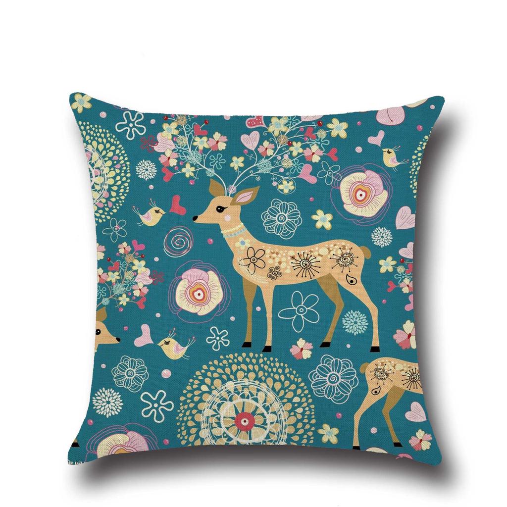 European and American Christmas Pattern Elk Pattern Linen Cotton Linen Pillow Supply Sofa Cushion