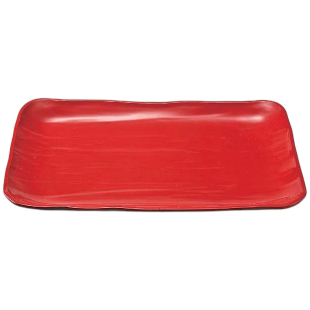 Premium Nigiri Sushi Long Rectangular Daiho Serving Made in Japan J-Kitchens Plate, 3.5-inch Plate, Red, Double-Coated, Shatter-Resistant,
