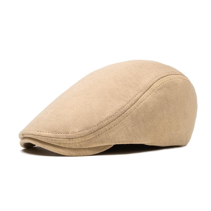 Boina masculina de outono e inverno de lã de aba leve, quente, chapéu para frente, boina britânica de topo mole, chapéu newsboy